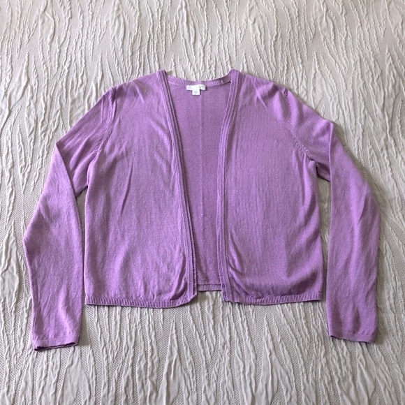 J Jill Linen Blend Open Cardigan - lavender XS - Picture 2 of 9
